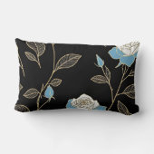 青と白のバラと金ゴールドトリム ランバークッション (裏面)