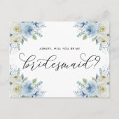 青と白のバラ　あなたは私のブライズメイドになってくれますか 案内ポストカード (正面)