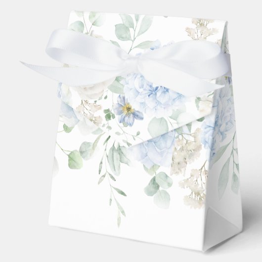 青と白のバラ アジサイの結婚式の引出物ボックス フェイバーボックス (正面)
