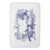 青と白のバロックのロココカルトゥーシュ遺跡のシーン バスマット (正面縦)