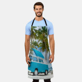 青と白のバンオンビーチ エプロン (着用した状態)