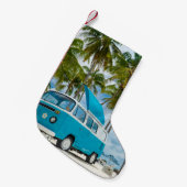 青と白のバンオンビーチ スモールクリスマスストッキング (正面 (吊り時))