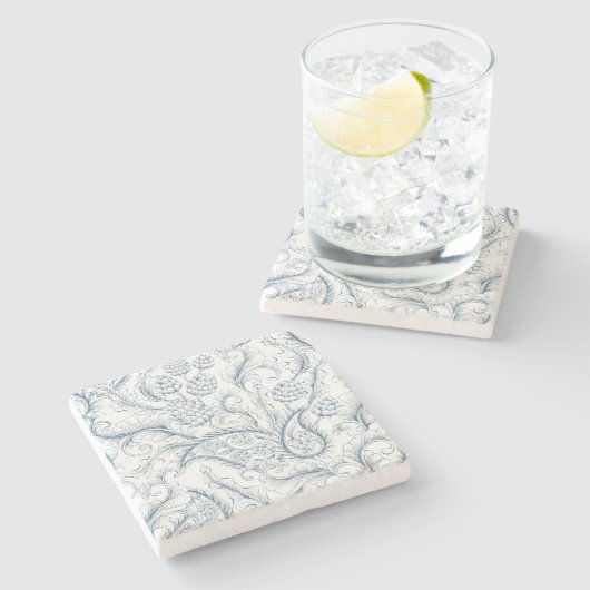 青と白のパイナップルパラダイス ストーンコースター (横)