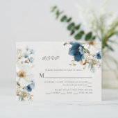 青と白のパインタリーフローラ 出欠カード (スタンド正面)