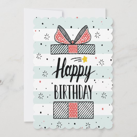 青と白のパタストライプのーンバースデーカード 招待状 (裏面)