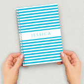 青と白のパタストライプのーン名 ノートブック