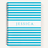 青と白のパタストライプのーン名 ノートブック (正面)