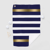 青と白のパターストライプン金ゴールドアクセント ゴルフタオル (インサイチュ)