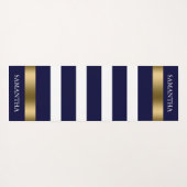 青と白のパターストライプン金ゴールドアクセント ヨガマット (裏面(横))