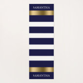 青と白のパターストライプン金ゴールドアクセント ヨガマット (裏面)