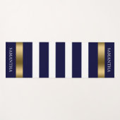 青と白のパターストライプン金ゴールドアクセント ヨガマット (正面(横))