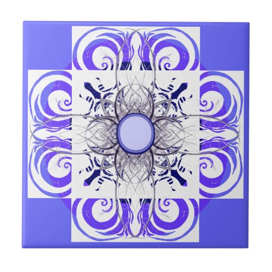 青と白のパターンタイル タイル (正面)