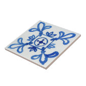 青と白のパターン（の模様が）ある水色地中海の タイル (側面)