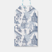 青と白のパタ中国のーンの包装紙媒体 ギフトタグ (正面)