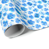 青と白のパンジーのルーズウォーターの色のアートラップ ラッピングペーパー (ロールコーナー)