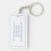 青と白のパームパルメットツリーモノグラム キーホルダー (裏面)