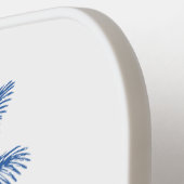 青と白のパームパルメットツリーモノグラム ピックルボールラケット (左詳細)