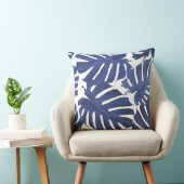 青と白のパーム熱帯離れパターン クッション (椅子)