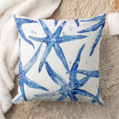 青と白のヒトデデザイン枕 クッション (ブランケット)