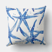 青と白のヒトデデザイン枕 クッション (裏面)