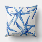 青と白のヒトデデザイン枕 クッション (正面)