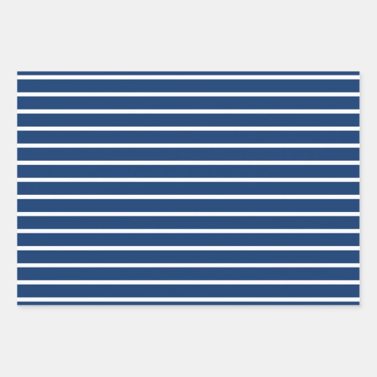 青と白のヒトデ航海のストライプ ラッピングペーパーシート (正面3)