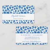 青と白のヒョウ印刷個人用スタイルリスト 名刺 (正面/裏面)