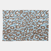 青と白のヒョウ印刷 キッチンタオル (横)