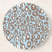 青と白のヒョウ印刷 コースター (正面)
