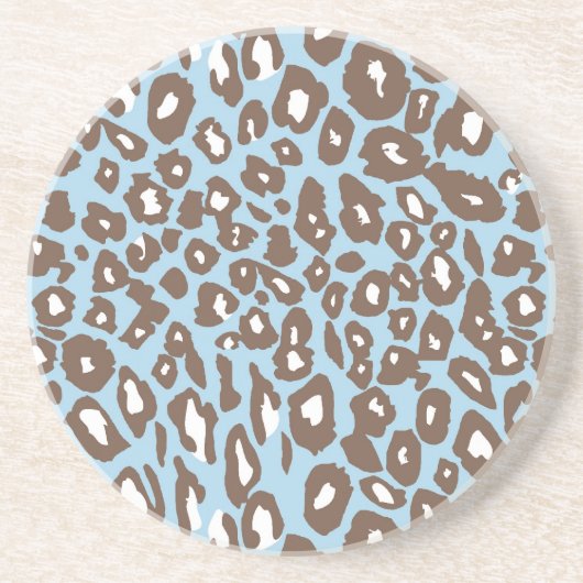 青と白のヒョウ印刷 コースター (正面)
