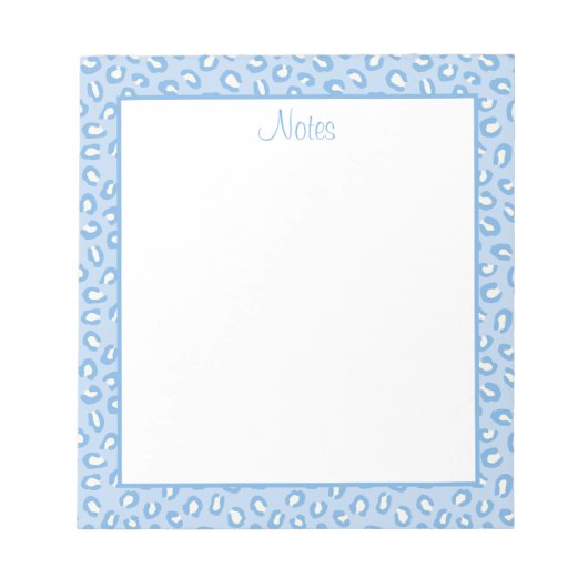 青と白のヒョウ印刷 ノートパッド (正面)