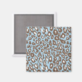 青と白のヒョウ印刷 マグネット (正面/裏面)