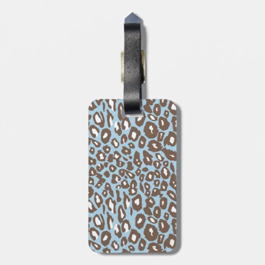 青と白のヒョウ印刷 ラゲッジタグ (裏面縦)