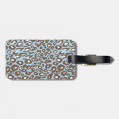 青と白のヒョウ印刷 ラゲッジタグ (裏面横)