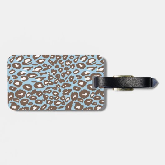 青と白のヒョウ印刷 ラゲッジタグ (裏面横)