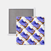 青と白のビーチチェアをテーマにしたマグネット マグネット (正面/裏面)