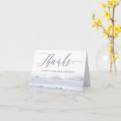 青と白のビーチ結婚式海波ありがとう カード (黄色い花)