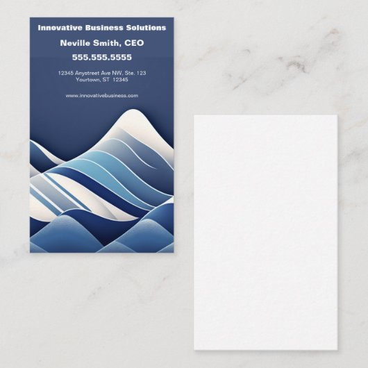 青と白のピナクルマウンテンピーク 名刺 (正面/裏面)