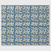 青と白のピンホイールパターンパッチワークキルト ラッピングペーパー (フラット)