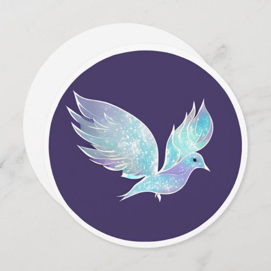 青と白のピース鳩の水色 シーズンカード (正面/裏面)