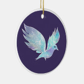 青と白のピース鳩の水色 セラミックオーナメント (右)
