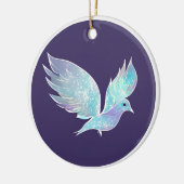 青と白のピース鳩の水色 セラミックオーナメント (左)