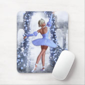 青と白のファンタジーバレリーナとバラの花 マウスパッド (マウス)