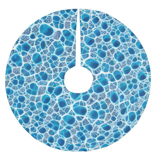 青と白のファンタジー霜の降りた抽象芸術氷モザイク ブラッシュドポリエステルツリースカート (正面)