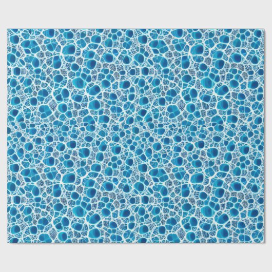 青と白のファンタジー霜の降りた抽象芸術氷モザイク ラッピングペーパー (フラット)