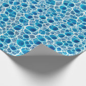 青と白のファンタジー霜の降りた抽象芸術氷モザイク ラッピングペーパー (角)