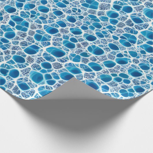 青と白のファンタジー霜の降りた抽象芸術氷モザイク ラッピングペーパー (角)