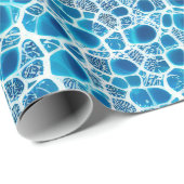 青と白のファンタジー霜の降りた抽象芸術氷モザイク ラッピングペーパー (ロールコーナー)