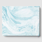 青と白のフェイク大理石モダンの結婚写真 ゲストブック (裏面)