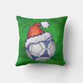 青と白のフェスティバルサッカーボールを緑 クッション (裏面)
